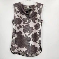 Cabi Tango Floral Drape Tank Blouse Womens Size Small Black White