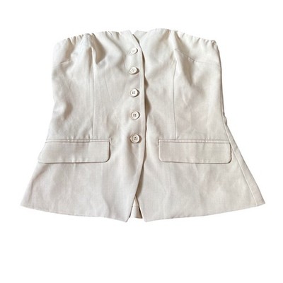 Emory Park Tube Top Women Beige Strapless Button Front Tailored SIZE L