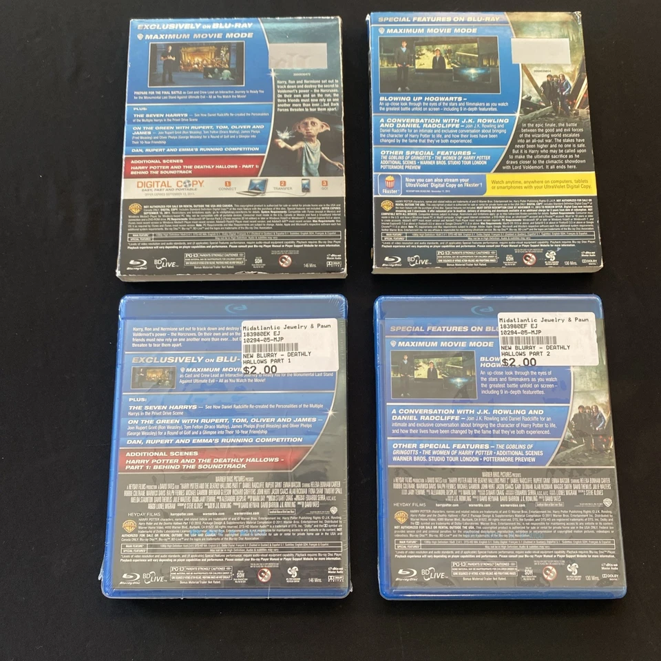 Harry Potter and the Deathly Hallows Part 1 & 2 Blu-Ray NEW Sealed w/Slipcover - Image 2 of 3