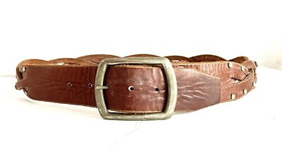 Vintage JOED Brown Leather With Genuine Turquoise Weston Style Studded Belt Authentic JOED- 100% Leather , Brown Belt, Brass Studs 36  main image 2