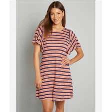 ModCloth Women’s 1X Plus Gotta Get Going TShirt Dress Orange Stripe NWT