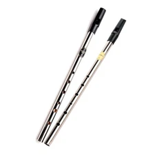 Feadog Nickel Set of 2 Irish Tin Whistle Key of D and C and Tutor Book