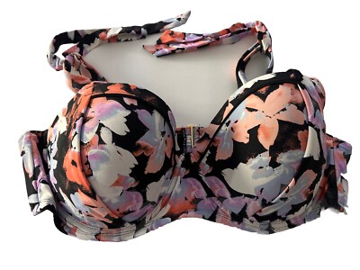 Time & Tru Swim Top Plus Size 2X (20w-22w) Underwire Halter Floral