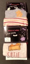Holidays Socks 2 Pack FALL LEAVES  CUTIE PIE Pumpkin Ladies Or Men's 4-10