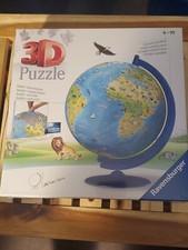 Ravensburger World Map Globe with Animals 180 Piece 3D Jigsaw Puzzle  Stand New
