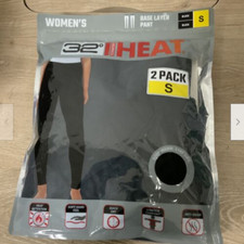 32 DEGREES HEAT Women s Base Layer Pant - 2Pack BLACK SMALL