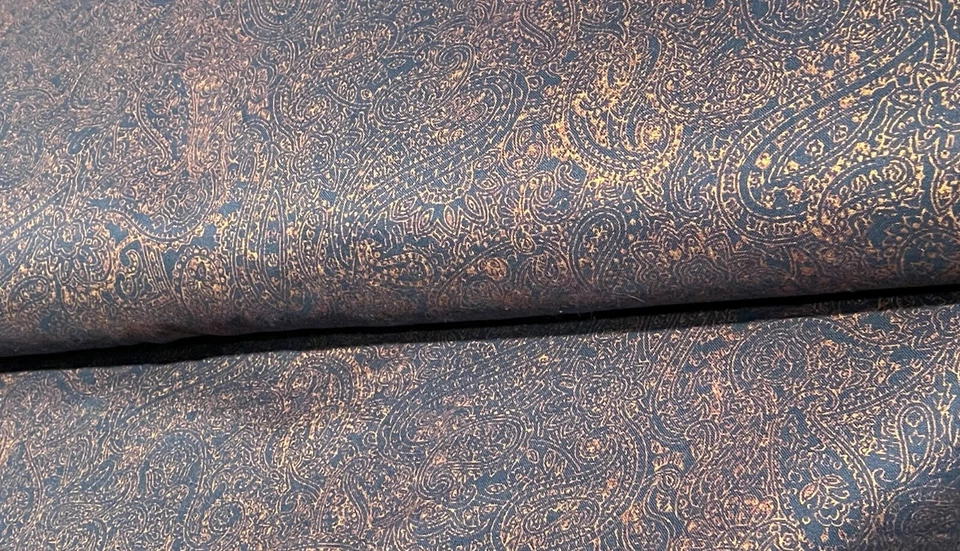 Винтажная сине-золотистая металлическая ткань с узором пейсли хлопок лоскутное одеяло 5 ярдов - Изображение 4 из 4