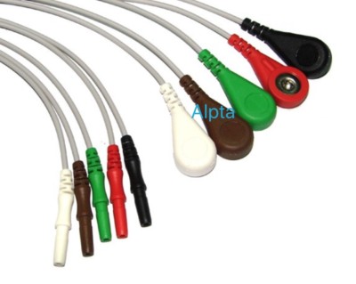 Din 1.5 Style Normal ECG 5 lead Holter Recorder Cable