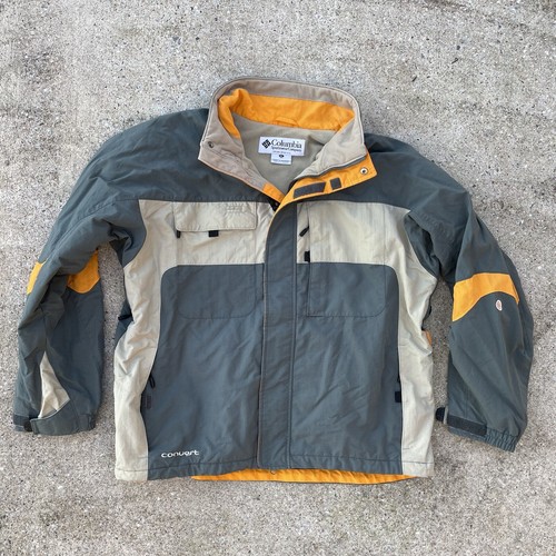 Columbia Convert Jacket Mens XL Fleece Lined Green Tan Grey Zip Pockets Jacket | eBay