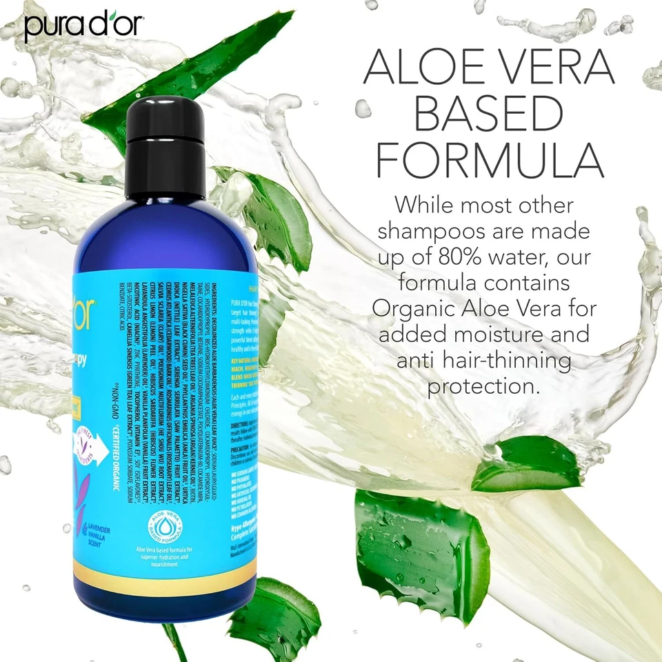 PURA D'OR Dor LAVENDER VANILLA Hair Thinning Therapy Shampoo, Men & Women, 16 oz - Image 4 of 4