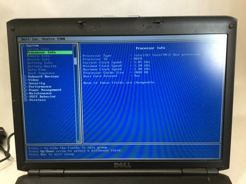 DELL VOSTRO 1500 - BOOTS TO BIOS - INTEL CORE 2 DUO - 4GB RAM - READ DESCRIP -BB - Picture 2 of 8