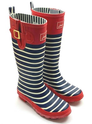 striped rain boots