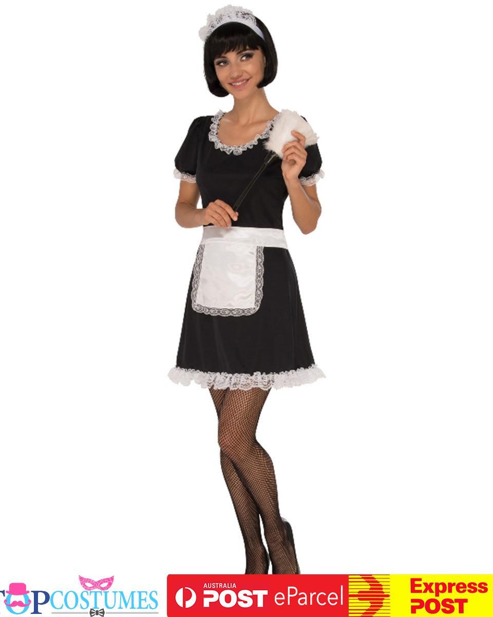 Saucy French Maid Outfit Fancy Party Dress Up Costume Bucks Hens Uniform