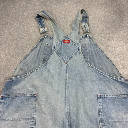 Dickies Dungarees Adult 52x30 Blue Bib Overalls Denim Workwear Carpenter Mens* - Picture 10 of 11