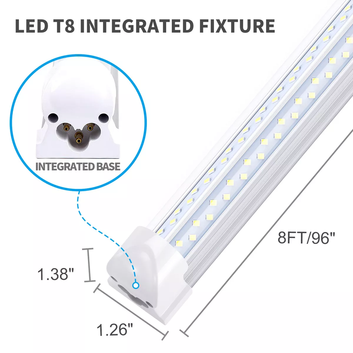 Linkable LED Shop Light Fixture T8 LED Light 8&#039; LED Light | eBay