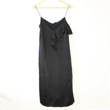 Size XS - ZARA Women's Black Spaghetti Strap Ruffle Formal Dress