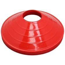 (12) Bright Soccer Field Marking Coaching Red Disc Cones Sports Training Shiny