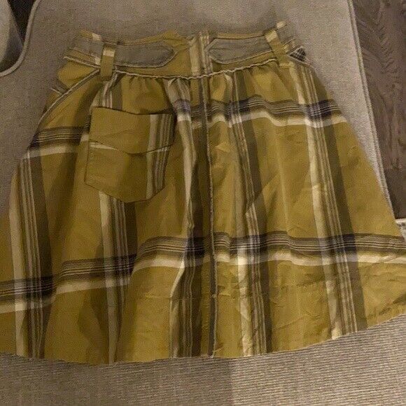 Anthropologie FEI olive green plaid skirt size 2 - image 5