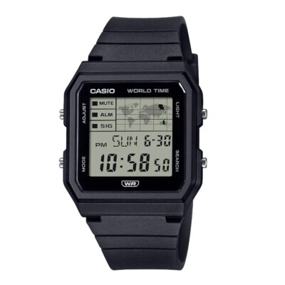 Casio Uhr LF-30W-1AEF Digital Weltkarte Multifunktion Schwarz Resin Armband