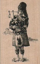 Bagpiper 2 1/4 x 3 1/2" Rubber Stamp, Bagpipes Stamp, Man Playing Bagpipes Stamp