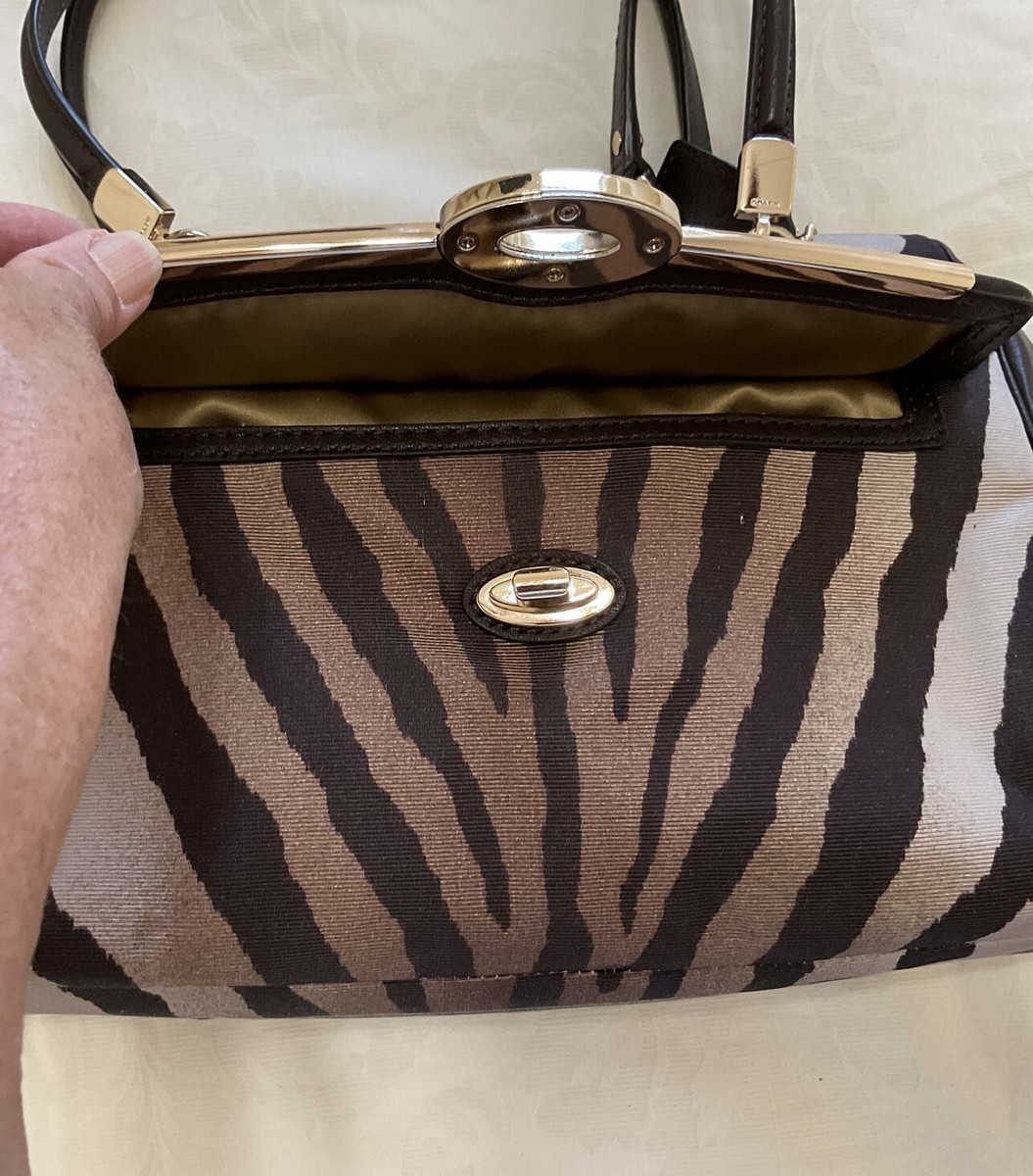 Vintage Coach Madison Brown Zebra Print Small Madeline Satchel
