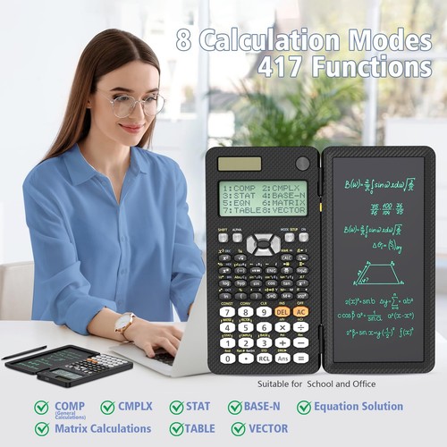 991ES Max Calculatrice Scientifique 417 Fonctions de calcul écran 4 Lignes Af... - Afbeelding 4 van 6
