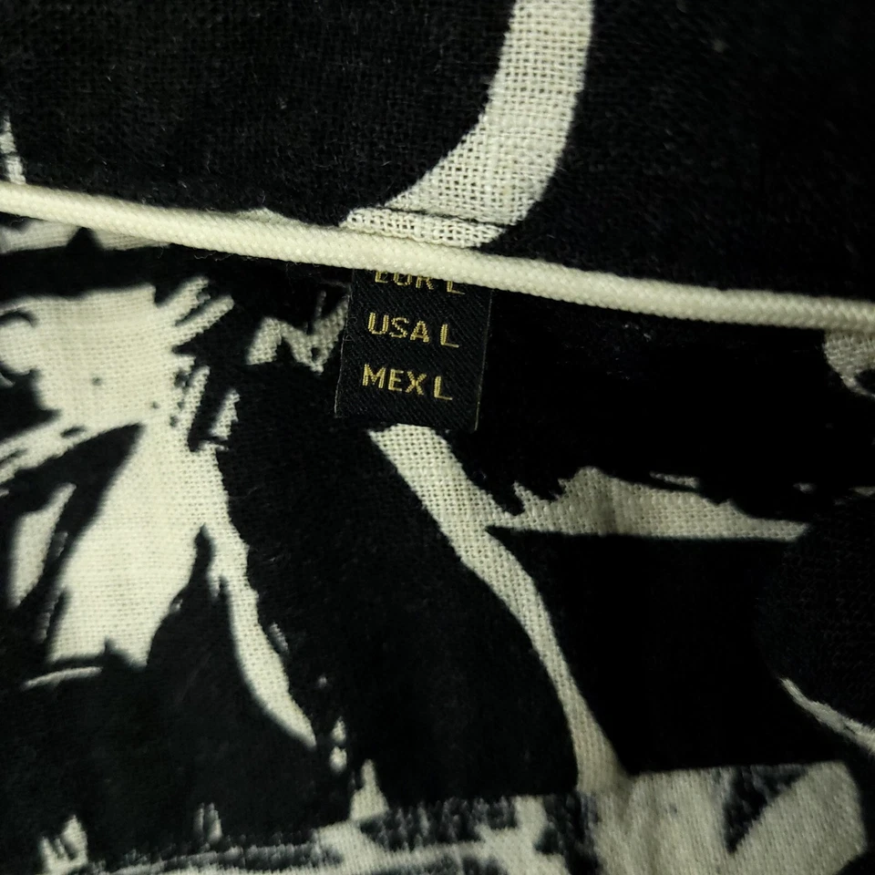 Camisa Porter & Ash Para Hombre Grande Negra Floral Tropical Informal Campamento Lino Foto 4 de 4