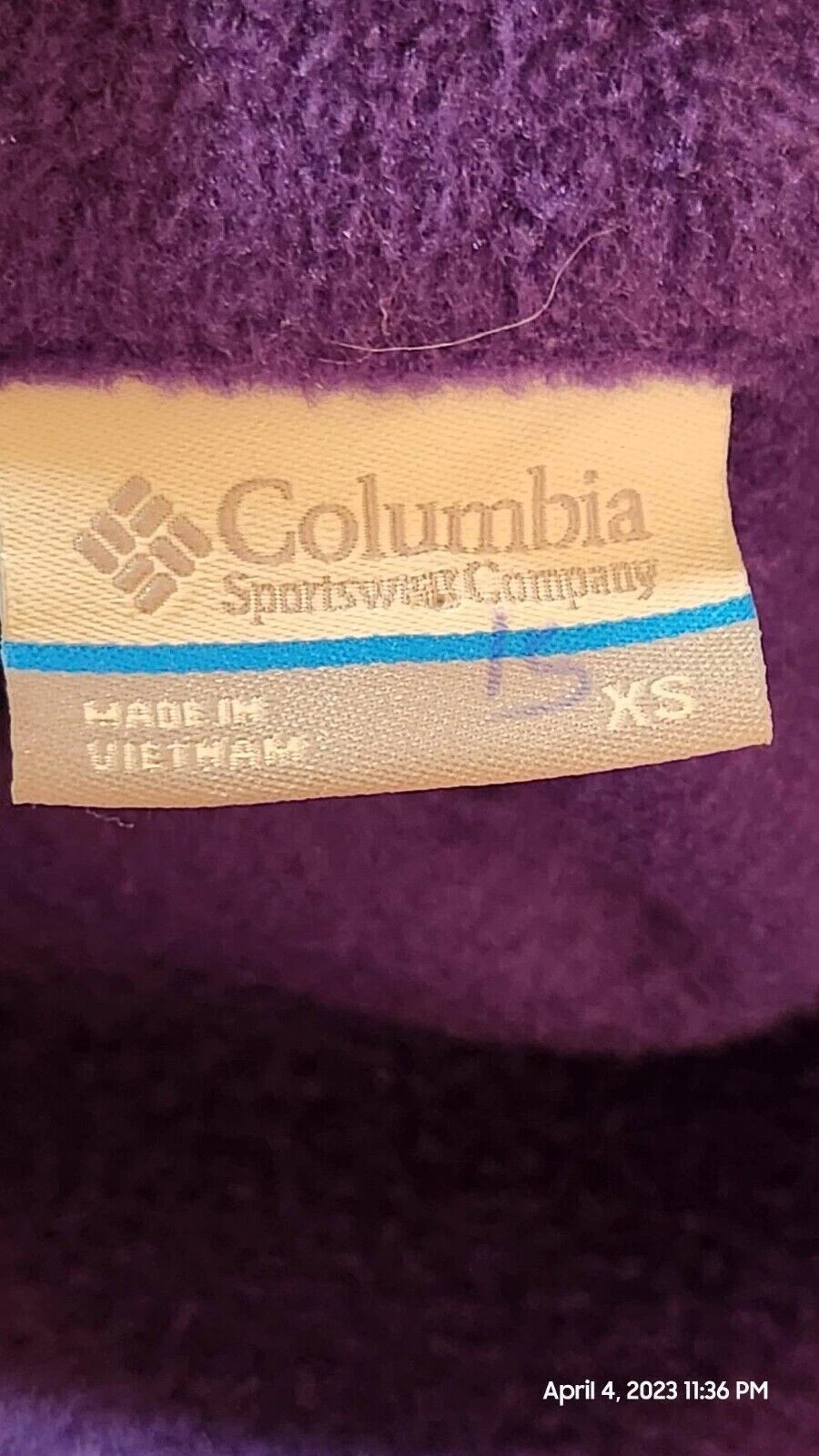 VETEMENTS Columbia Sportswear donna finto collo tartaruga zip cappuccio Xs giacca viola