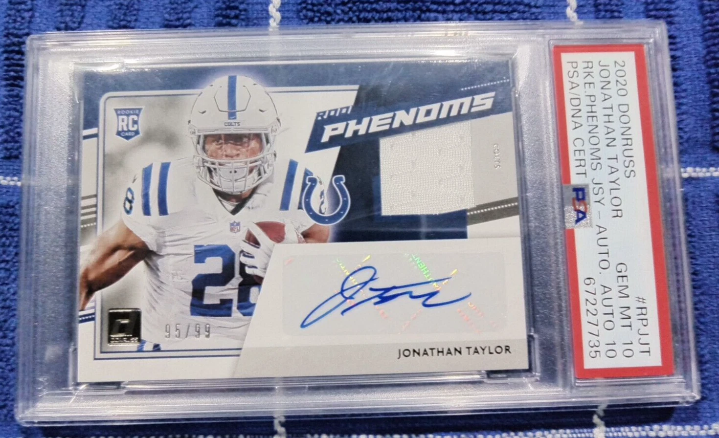 Jonathan Taylor Panini Donruss Rookie Phenoms Jersey #RPJJT Autograph