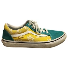 Vans Old Skool Aloha Fashion Sneakers Mens 11 Yellow Teal Canvas Low Top Lace Up