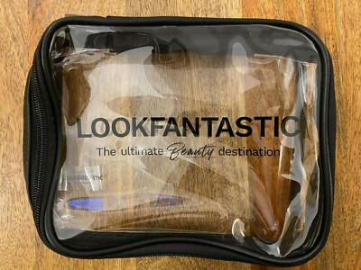 Lookfantastic schwarze Kosmetik Make-up Tasche Clutch Grab transparent 21cm NEU