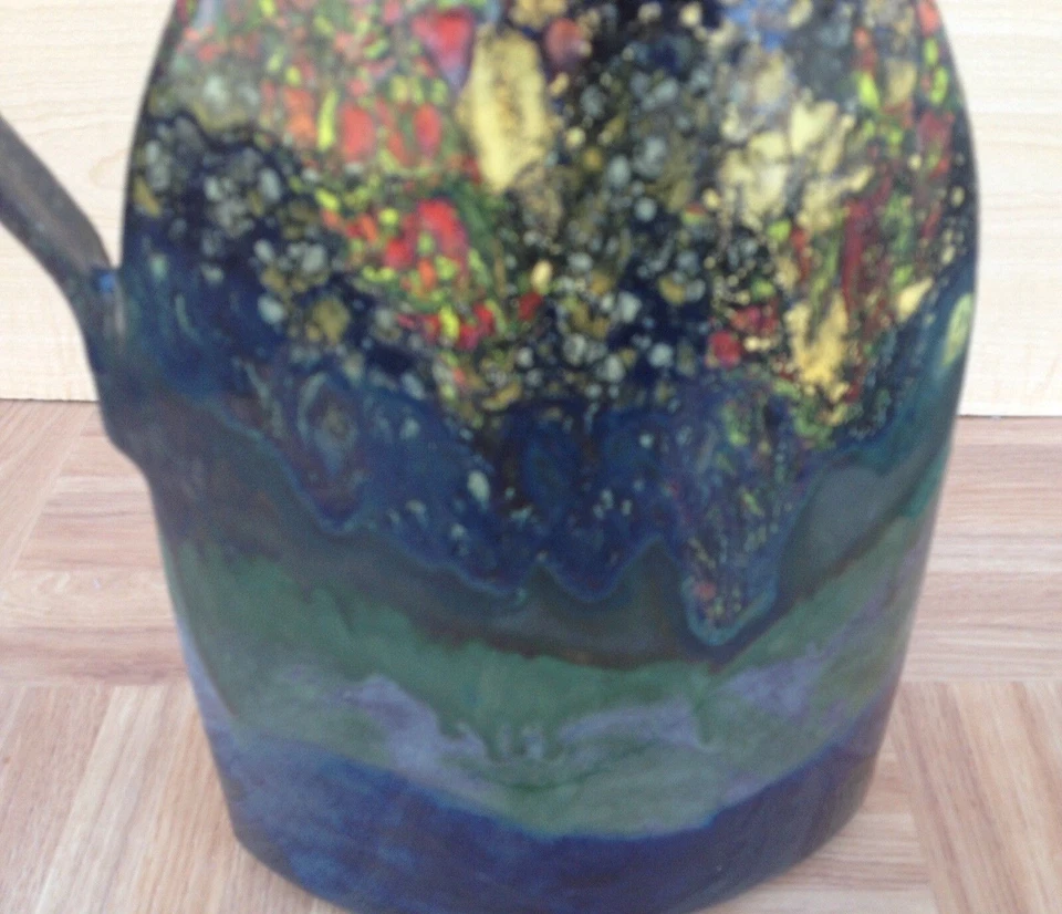 Jarrón jarra de cerámica multicolor hecho a mano C. SCHAFER para decoración del hogar  Foto 4 de 4