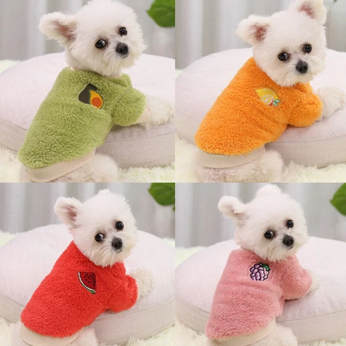 Pet Fleece Clothes Puppy Dog Warm Jumper Sweater Coat Small Yorkie Chihuahua Cat - Picture 1 of 23