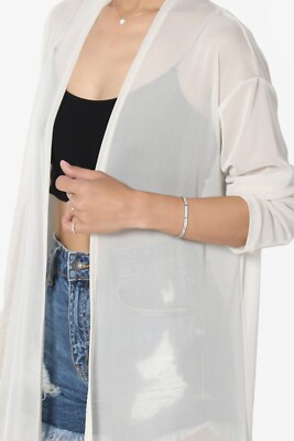 TheMogan S~3X Mesh Long Sleeve Open Front Cardigan Mid-Calf