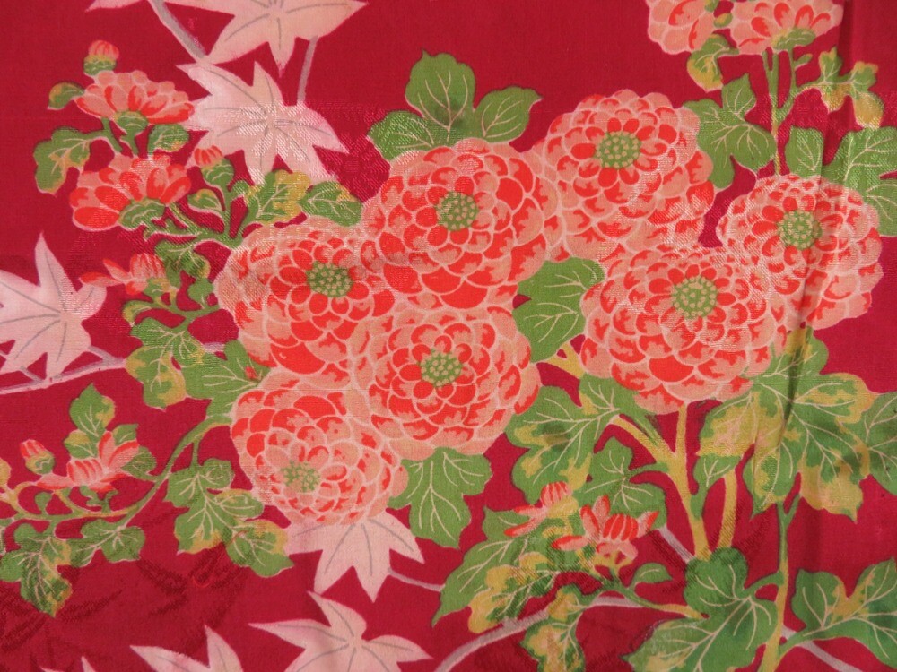 2931T07z380 Antique Japanese Kimono Silk JUBAN Sakura Wine red | eBay
