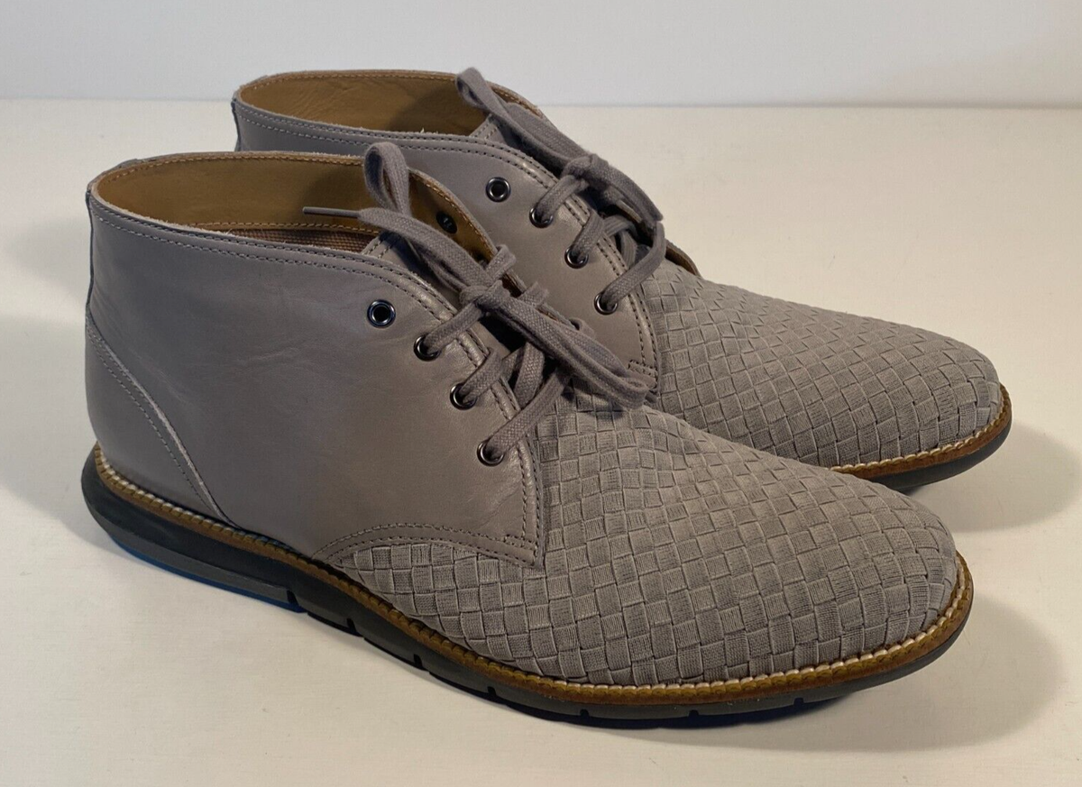 Cole Haan Grand OS Woven Textile Gray Leather Chukka Boots  display picture 1