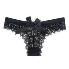 Women’s Sexy Lace Thong Underwear Panties Low Rise T-Back Ribbon