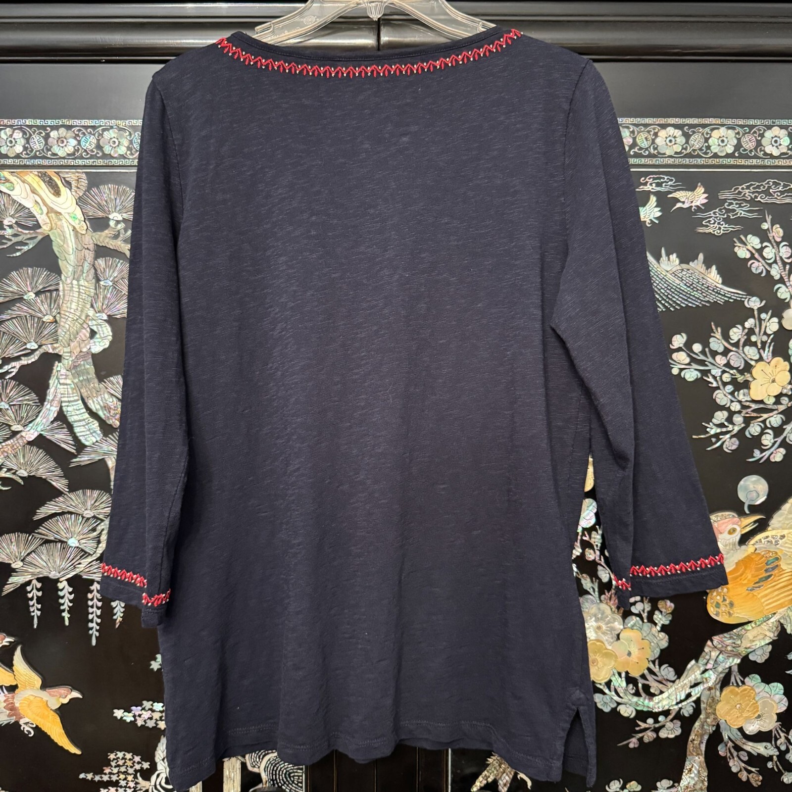 Talbots Cotton Tunic Top Embroidered Split Neck L… - image 3