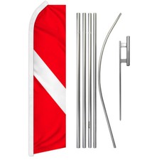 Diver Advertising Swooper Feather Flutter Flag  Pole Kit Scuba Diving Flag