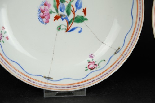 pair Antique Chinese export porcelain Famille Rose Dishes, qianlong 18th century - Picture 6 of 11