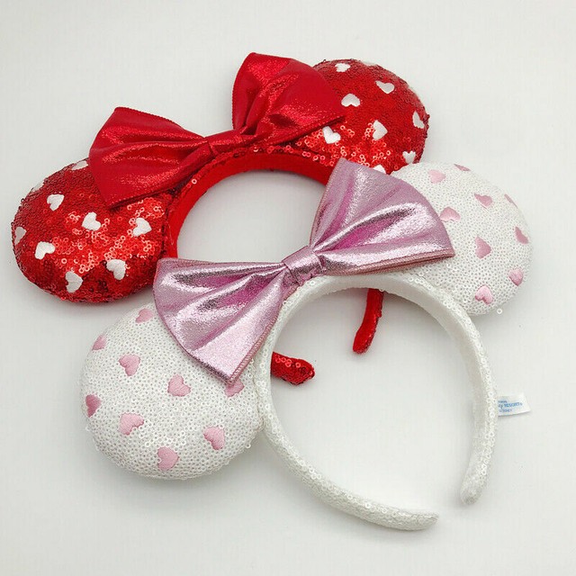 NEW Disney Parks 2020 Minnie Ears Red White Heart Bow Disneyland