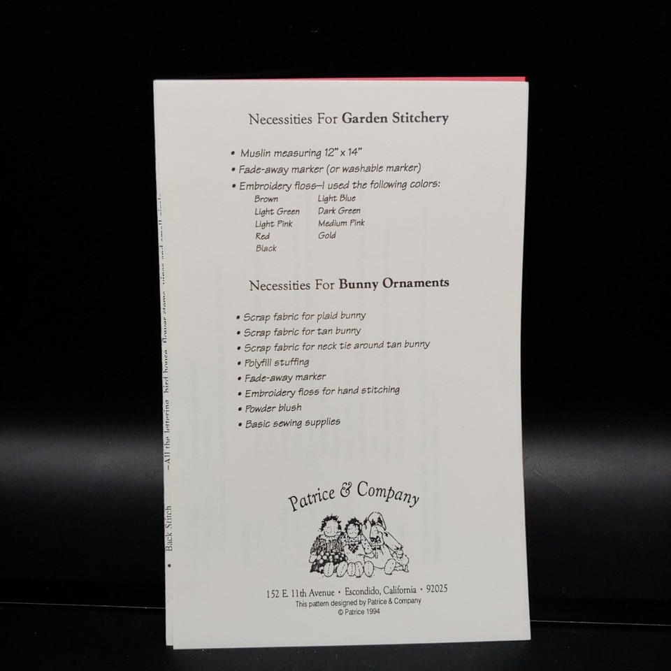 Garden Poem Embroidery Pattern + Bunny 12x14 Flowers Country Cottage