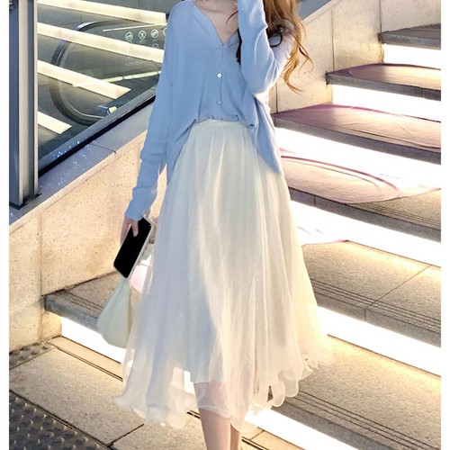 Women Irregular Mesh Tulle Skirt Ruffle Sheer Net A-line Tutu Dress Summer Chic - Afbeelding 11 van 14