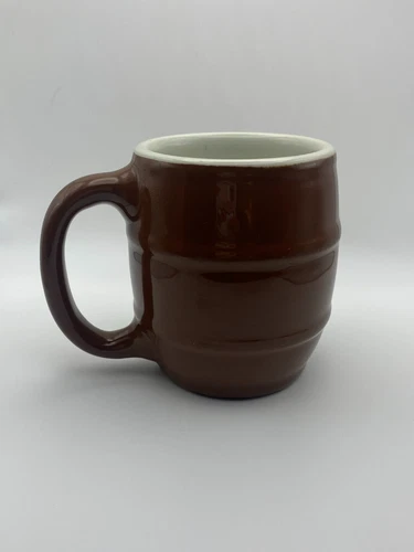 Hall Pottery Ceramic Barrel Coffee Cup/Mug Brown #536 USA 8 oz