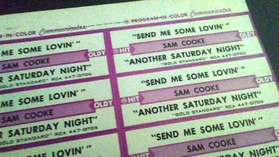 JUKEBOX STRIP (1) SAM COOKE Send Me Some Lovin/Another Saturday Nig 45 RPM-L@@K!