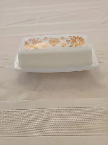 Vintage Pyrex Butterfly Gold Butter Dish Milk Glass