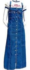 Tommy Hilfiger Denim Overall Dress Womens M Button Front Long Y2K Preppy Pockets