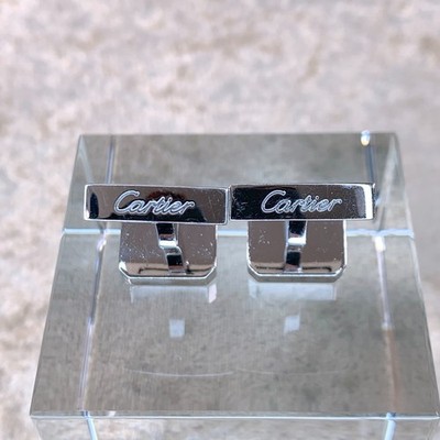 Cartier Cufflinks Rare 925 Sterling Silver Pyramid Black Enamel