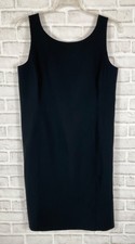 LINDA ALLARD ELLEN TRACY Dress Womens Sz 16 Black Wool Blend Sleeveless Zip Back