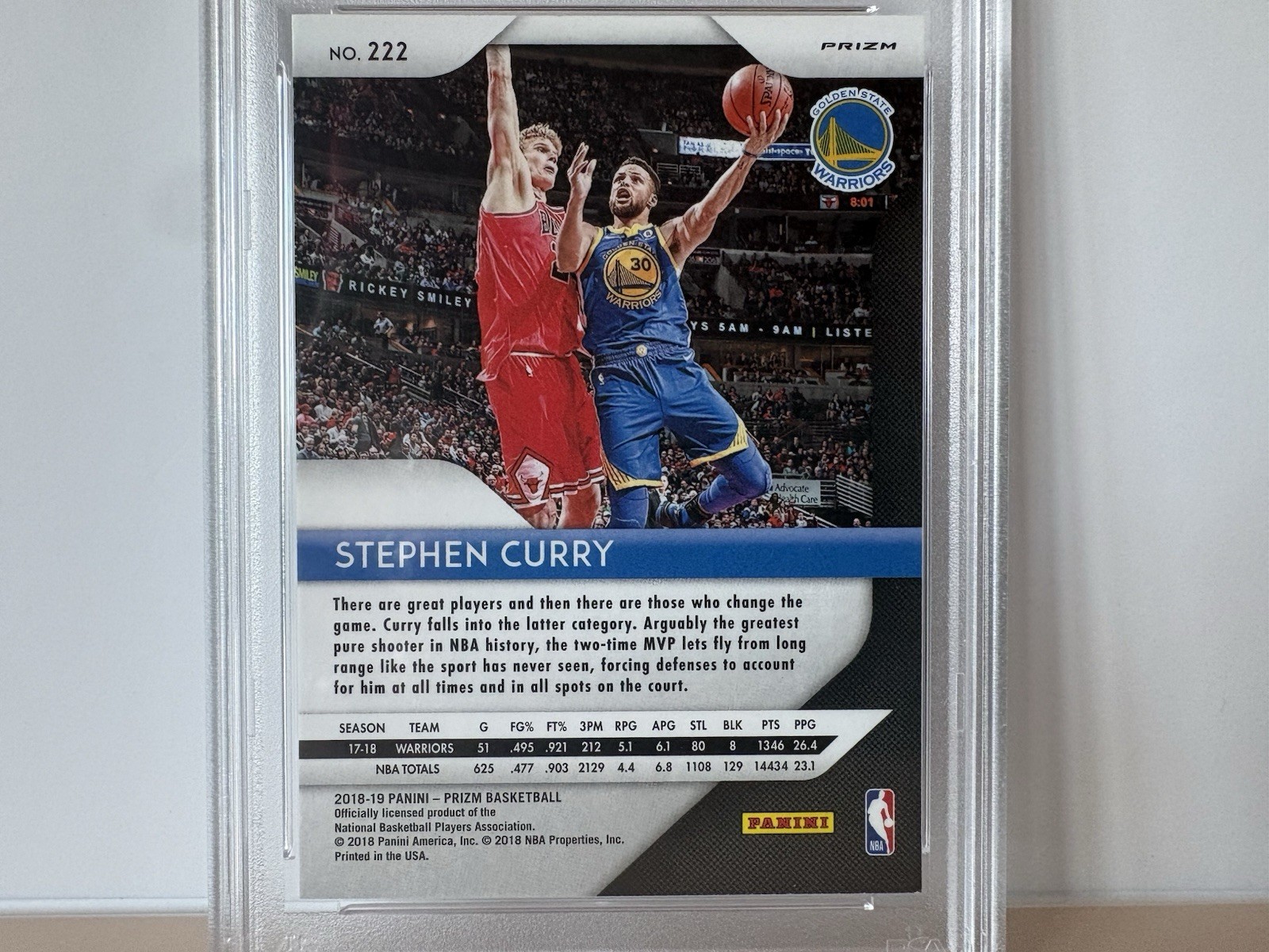 Stephen Curry - 2018-19 Panini Prizm - #222 Green Prizm PSA 9 view 8